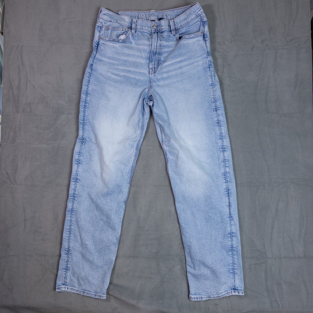 American Eagle Jeans Women 14 Long Light Blue 90s Boyfriend High Rise Excellent